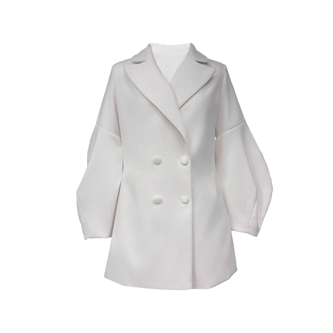 Damen eleganter Doppelreihiger Blazer-Kleid mit voluminösen Ärmeln Drune