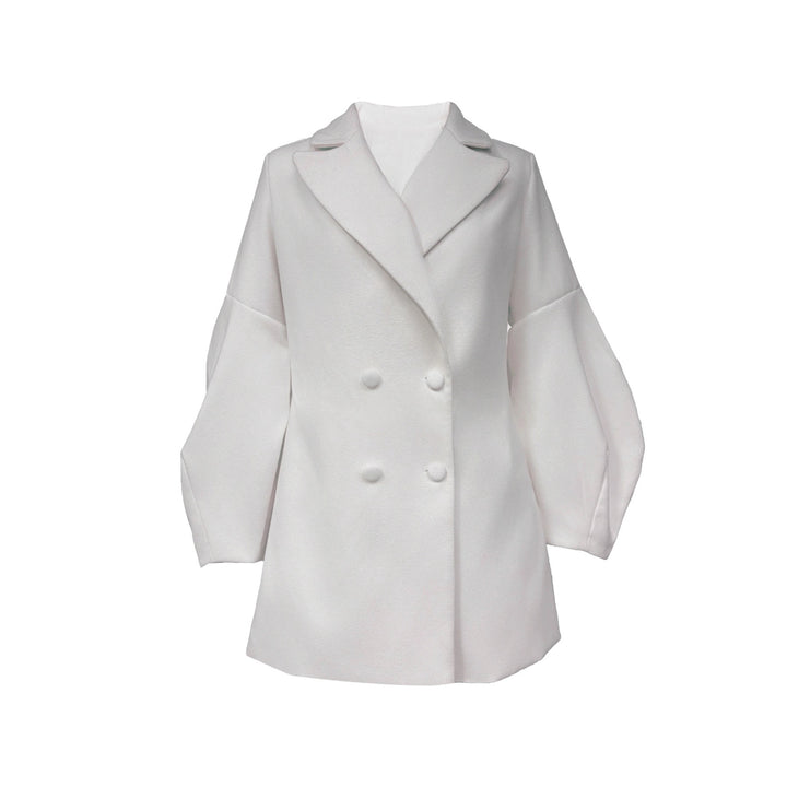 Damen eleganter Doppelreihiger Blazer-Kleid mit voluminösen Ärmeln Drune