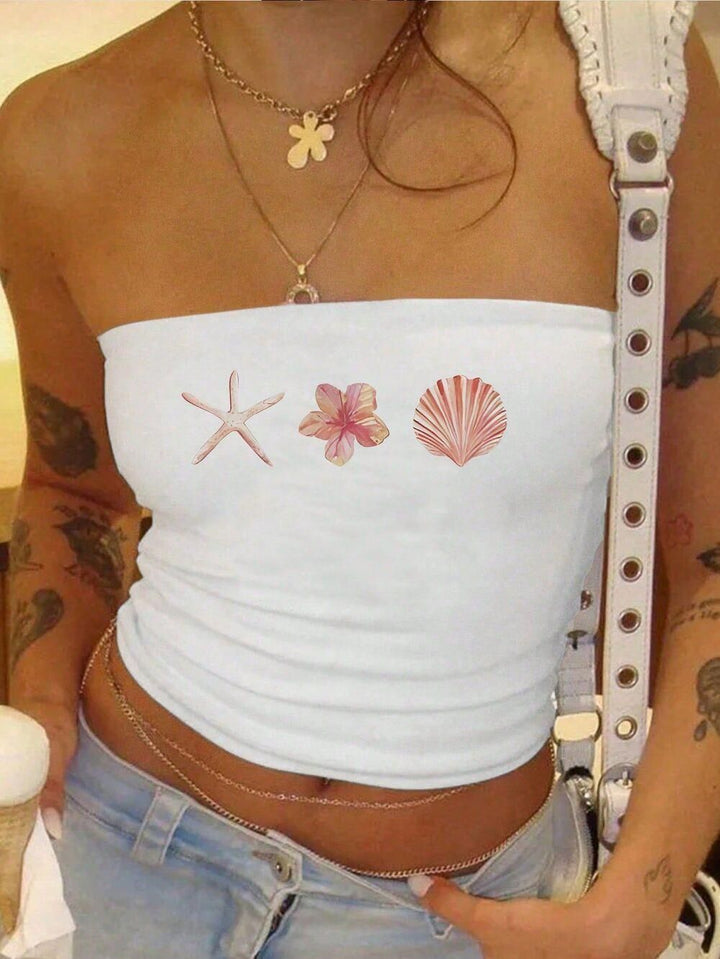 Damen Bandeau-Top mit maritimen Motiv und elastischem Material Drune