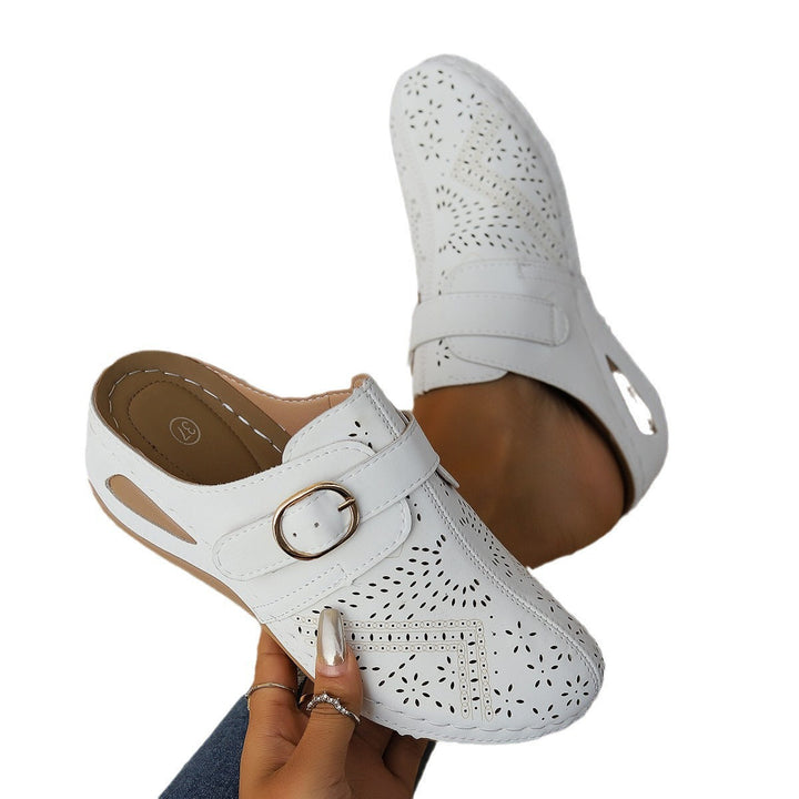 Damen Bequeme Clogs mit perforiertem Leder Drune