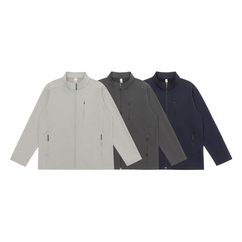 Unisex Leichte Tech-Fleece-Zipjacke mit Stehkragen, drei Reißverschlusstaschen und geradem Schnitt Drune
