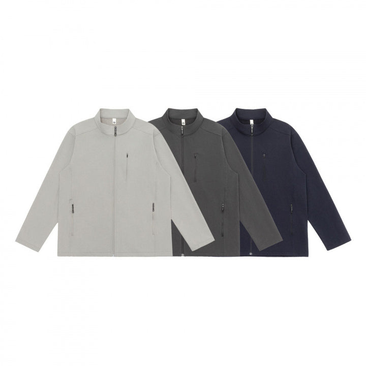 Unisex Leichte Tech-Fleece-Zipjacke mit Stehkragen, drei Reißverschlusstaschen und geradem Schnitt Drune