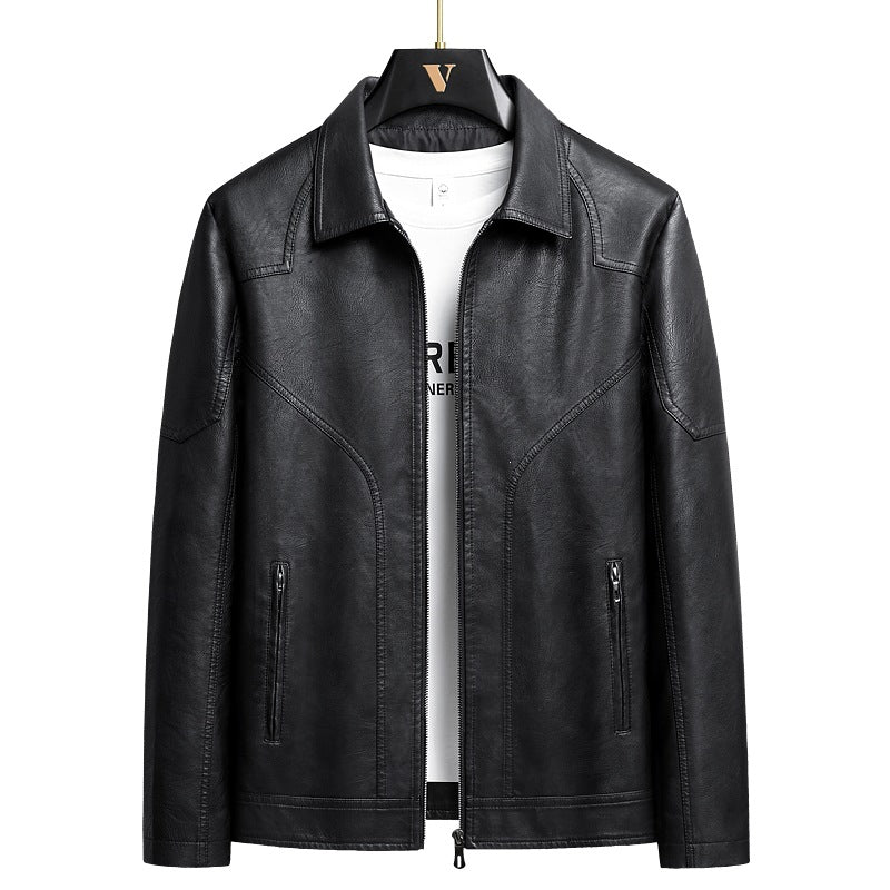 Herren Elegante Kunstlederjacke Drune