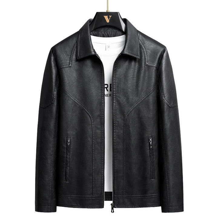 Herren Elegante Kunstlederjacke Drune
