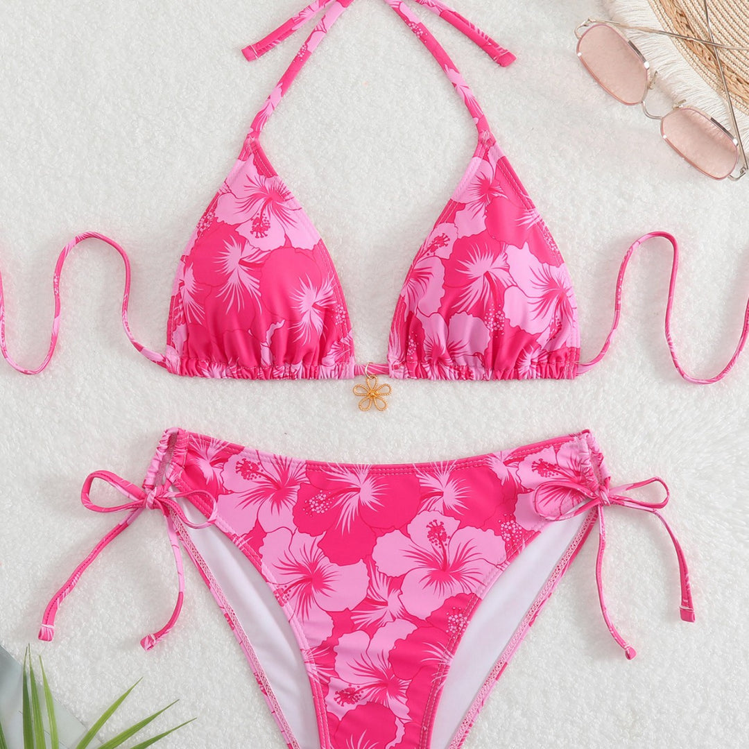 Damen Triangel-Bikini mit verspielten Floral-Details Drune