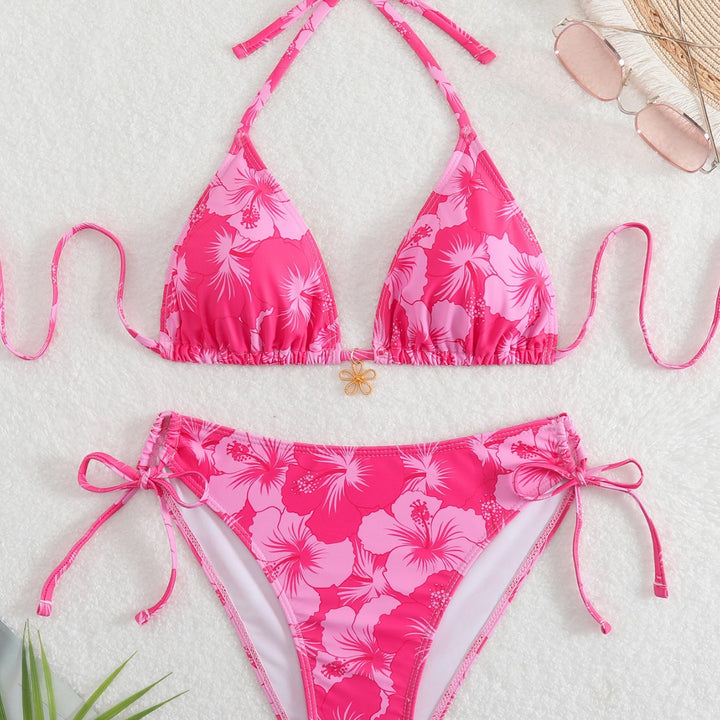 Damen Triangel-Bikini mit verspielten Floral-Details Drune