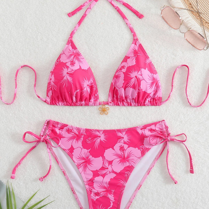 Damen Triangel-Bikini mit verspielten Floral-Details Drune