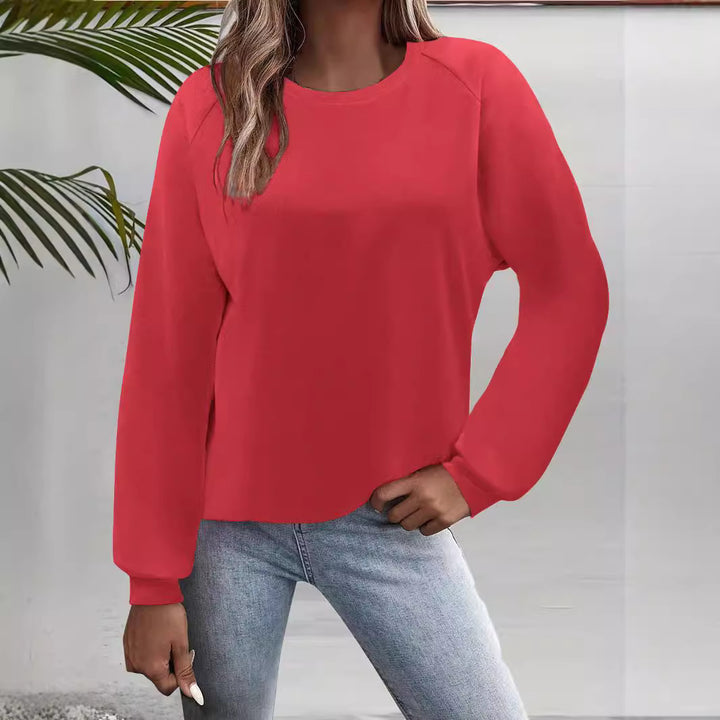 Damen Freizeit Rundhalsausschnitt Sweatshirt mit Raglanärmeln und elastischen Bündchen Drune
