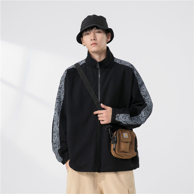 Herren Oversize Übergangsjacke mit Raglanärmeln, Stehkragen und elastischen Bündchen Drune
