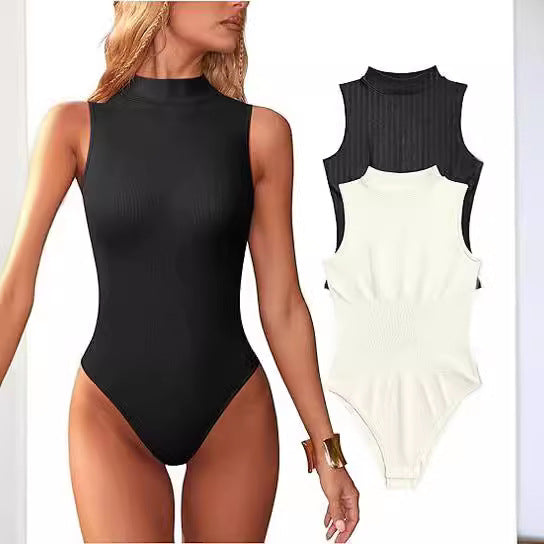 Damen Bodysuit mit elegantem Stehkragen und strukturierter Oberfläche Drune