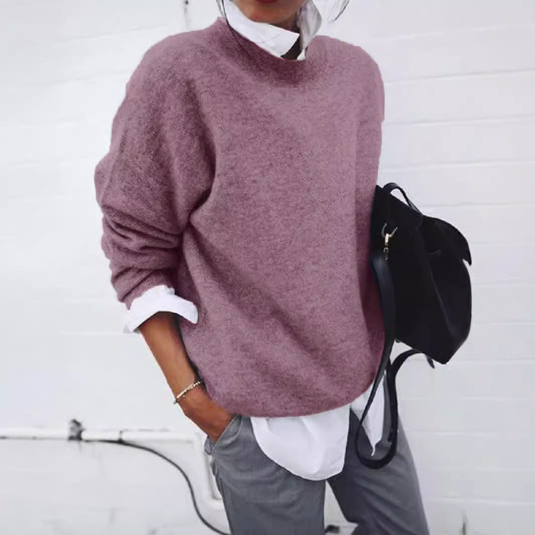 Damen Oversized Feinstrickpullover mit Stehkragen und abgesenkter Schulter Drune
