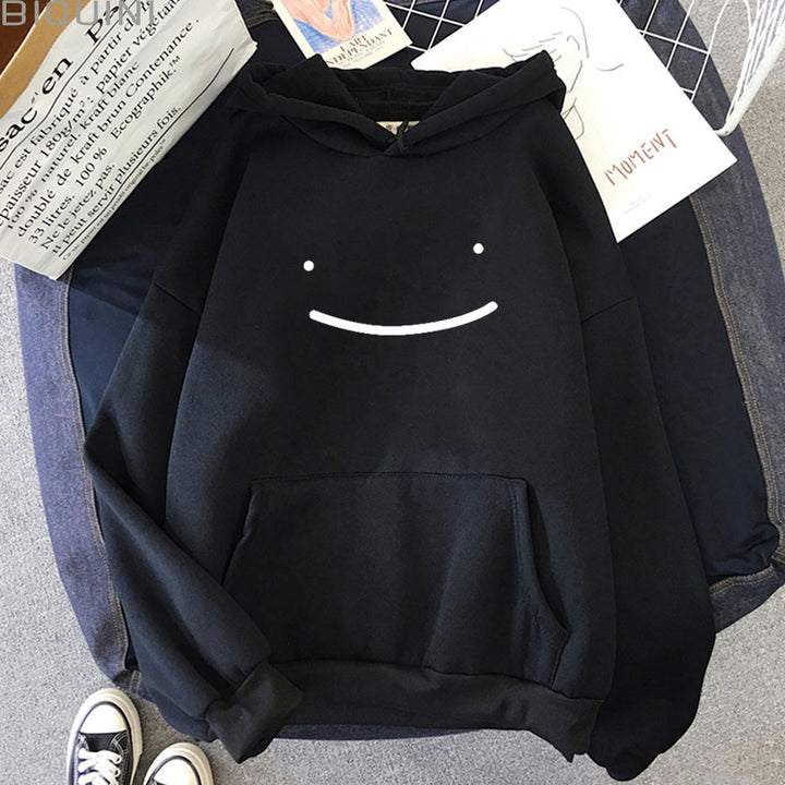 Unisex nan oversized Kapuzenpullover mit minimalistischem Frontprint und Kängurutasche Drune
