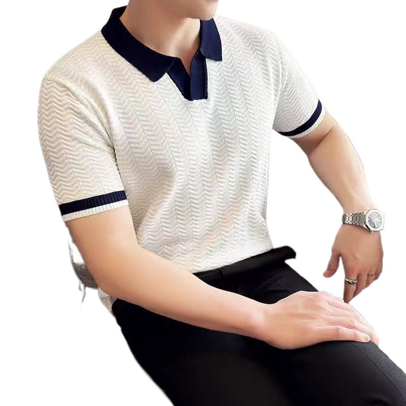 Herren Kurzes Strick-Polohemd Drune
