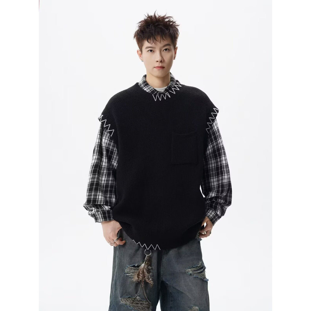 Herren Modischer Grobstrickpullover mit grafischen Details Drune