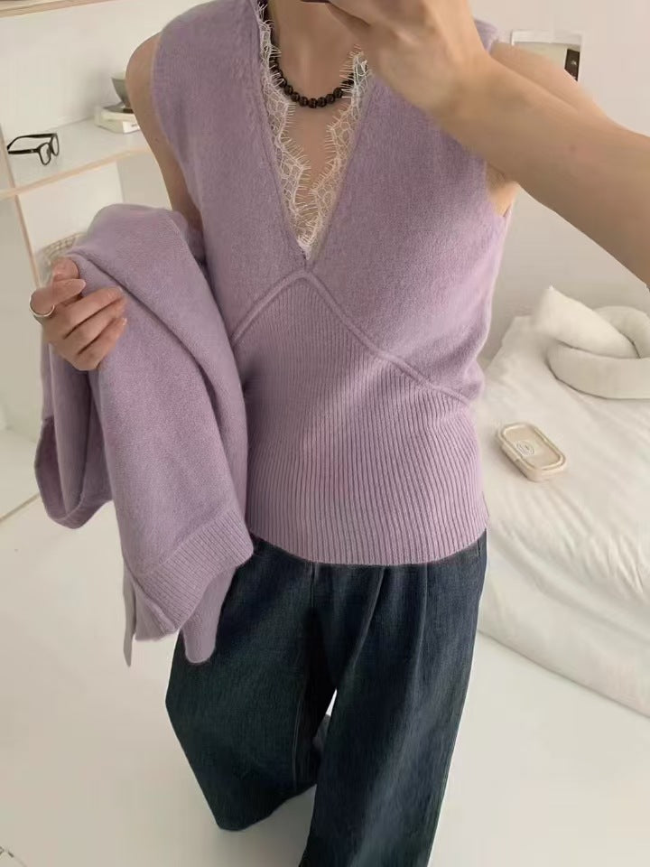 Damen lässiger Strickcardigan mit einzigartigem Schnitt und feiner Textur Drune
