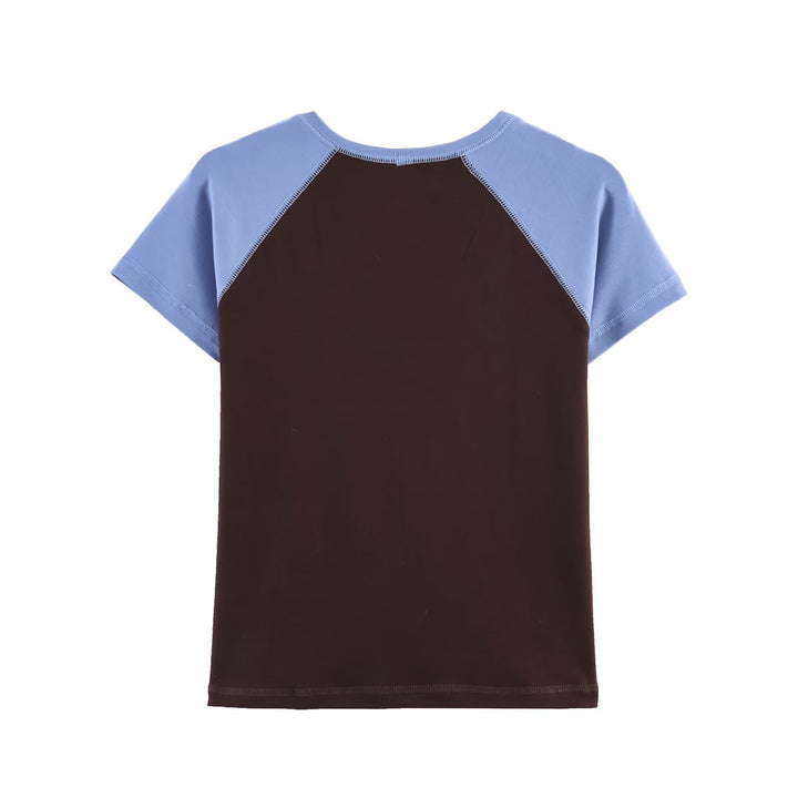 Damen Sportliches T-Shirt mit Kontrastärmeln und lässigem Schnitt Drune