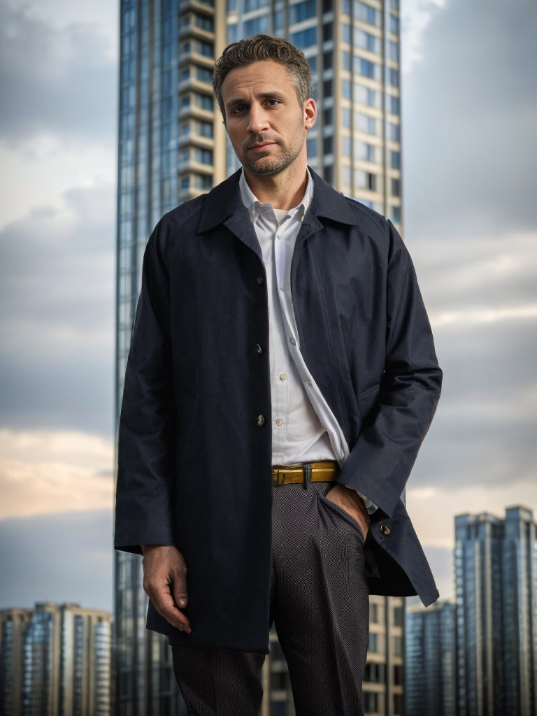 Herren lässiger Regenmantel mit praktischen Druckknöpfen und modernem Schnitt Drune