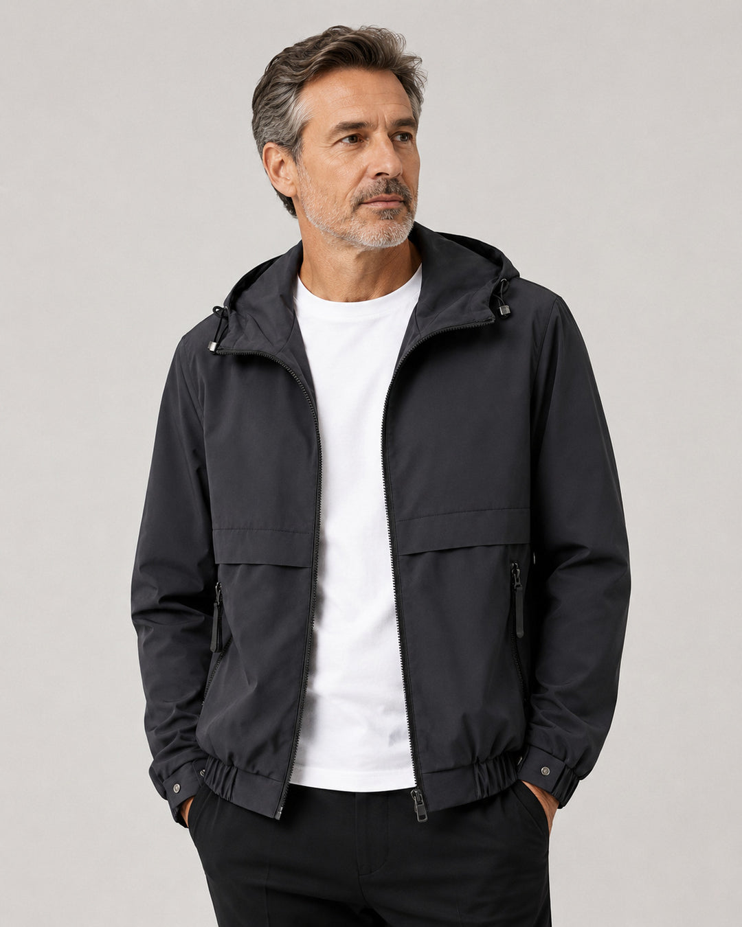 Herren Leichte Freizeitjacke mit verstellbarem Kapuze Drune