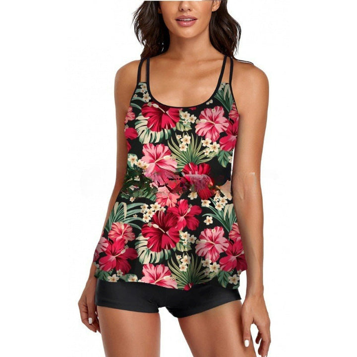 Damen Sportliches Tankini-Set mit bequemem Shorts und verstellbaren Trägern Drune