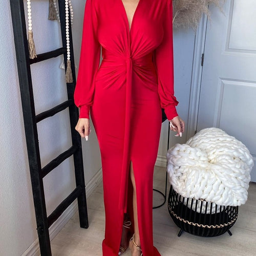 Damen Elegantes Abendkleid mit schimmerndem V-Ausschnitt und figurbetontem Schnitt Drune