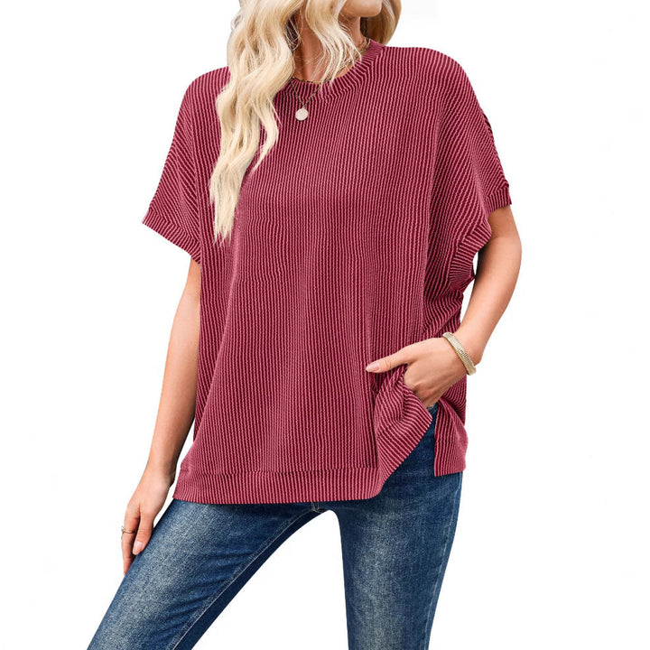 Damen Oversized T-Shirt mit Rippenstruktur Drune