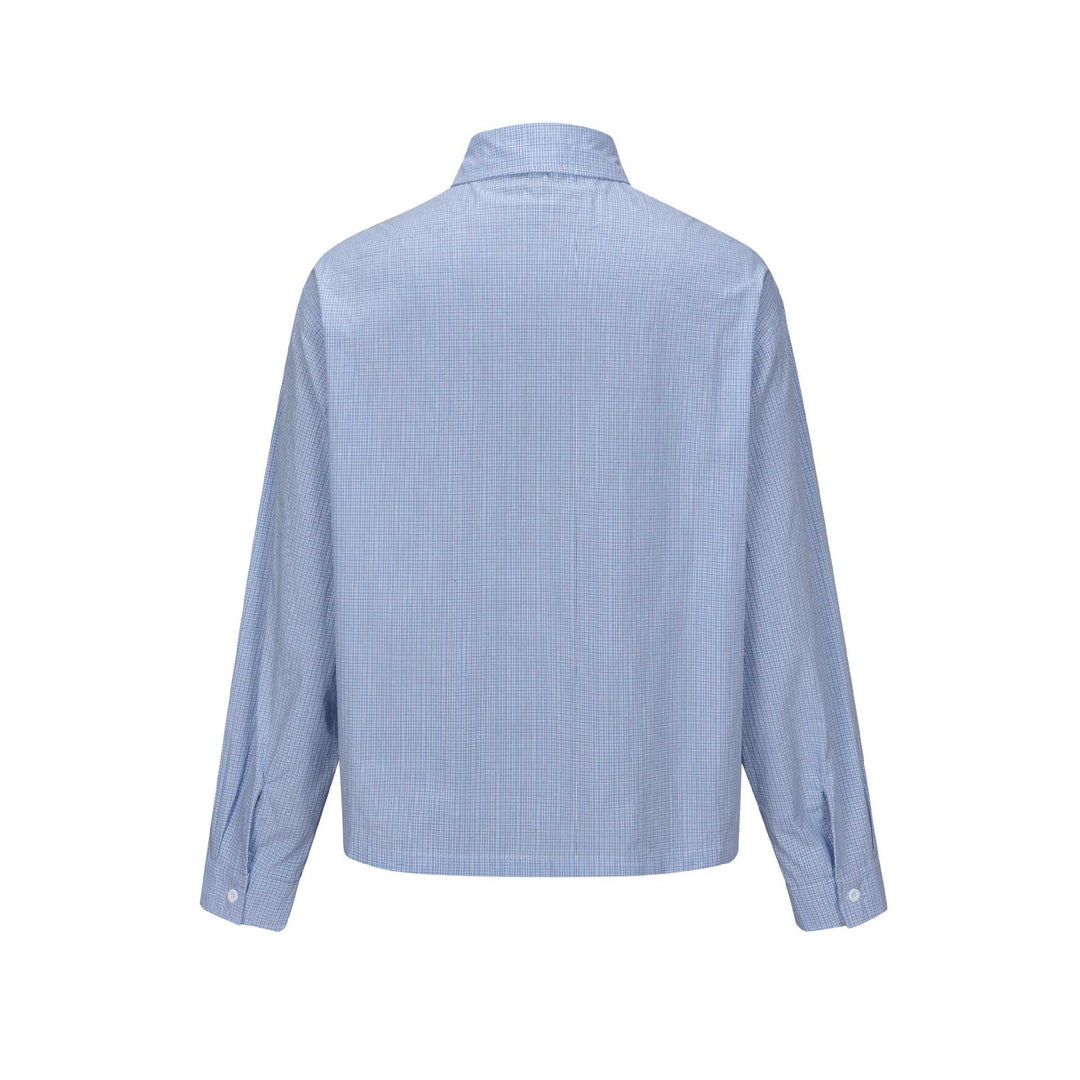 Herren Kurzgeschnittenes Cropped-Hemd im Boxy-Cut mit Mini-Karo und verdeckter Knopfleiste Drune