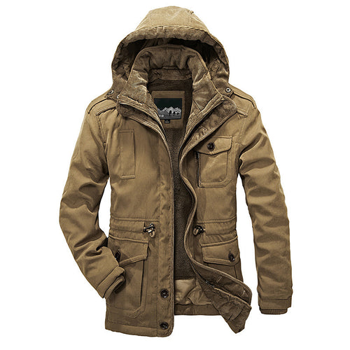 Herren Gefütterter Canvas-Fieldparka mit Sherpa-Innenfutter und Kapuzenkragen Drune