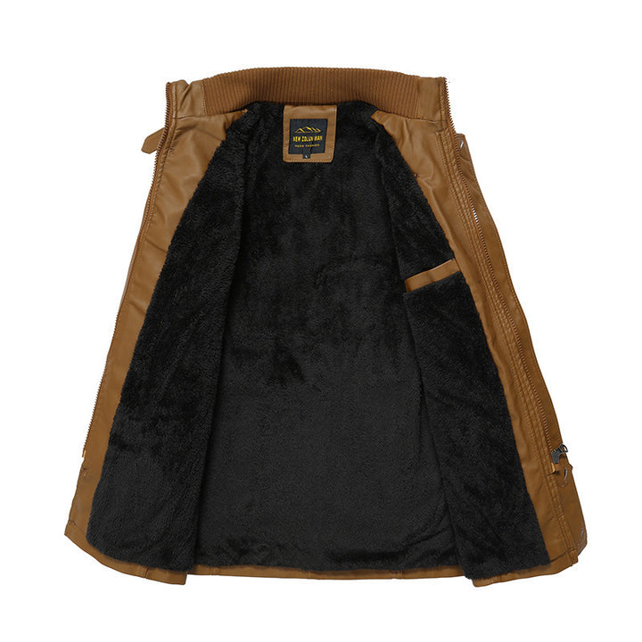 Herren Modische Kunstlederjacke mit praktischen Taschen Drune