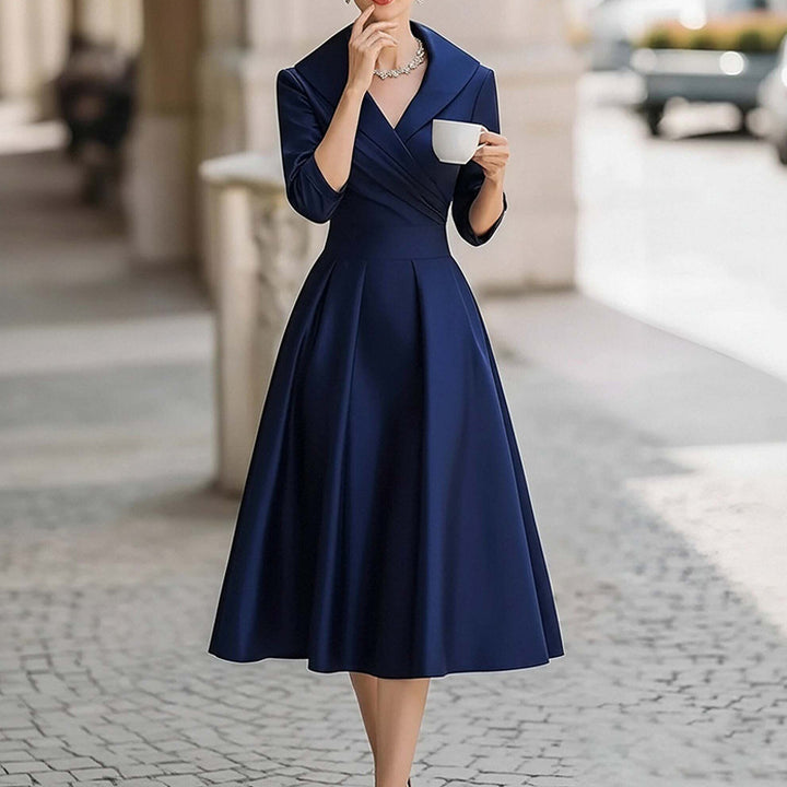 Damen Midikleid mit elegantem Wickelausschnitt und Raffung Drune