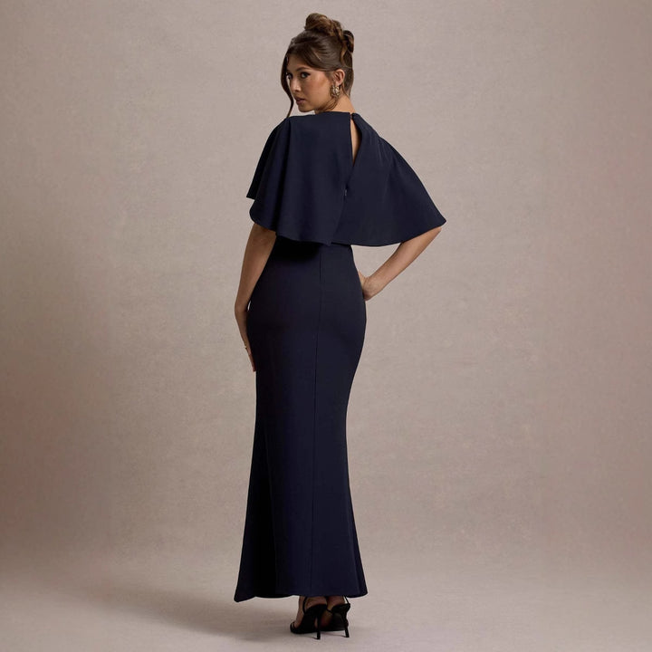 Damen Elegantes Abendkleid mit voluminösen Ärmeln und raffiniertem Wickeldetail Drune