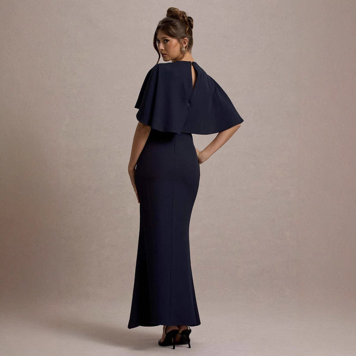 Damen Elegantes Abendkleid mit voluminösen Ärmeln und raffiniertem Wickeldetail Drune
