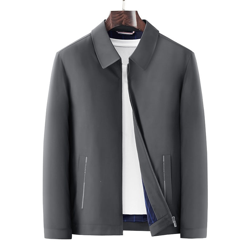 Herren Minimalistische leichte Übergangsjacke mit Hemdkragen, verdecktem Reißverschluss & seitlichen Reißverschlusstaschen Drune
