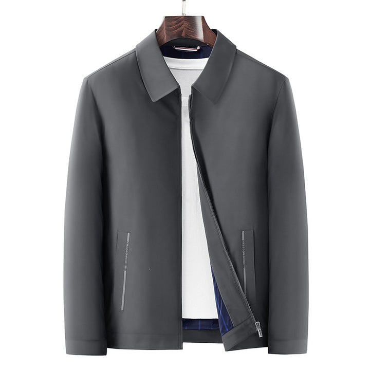 Herren Minimalistische leichte Übergangsjacke mit Hemdkragen, verdecktem Reißverschluss & seitlichen Reißverschlusstaschen Drune