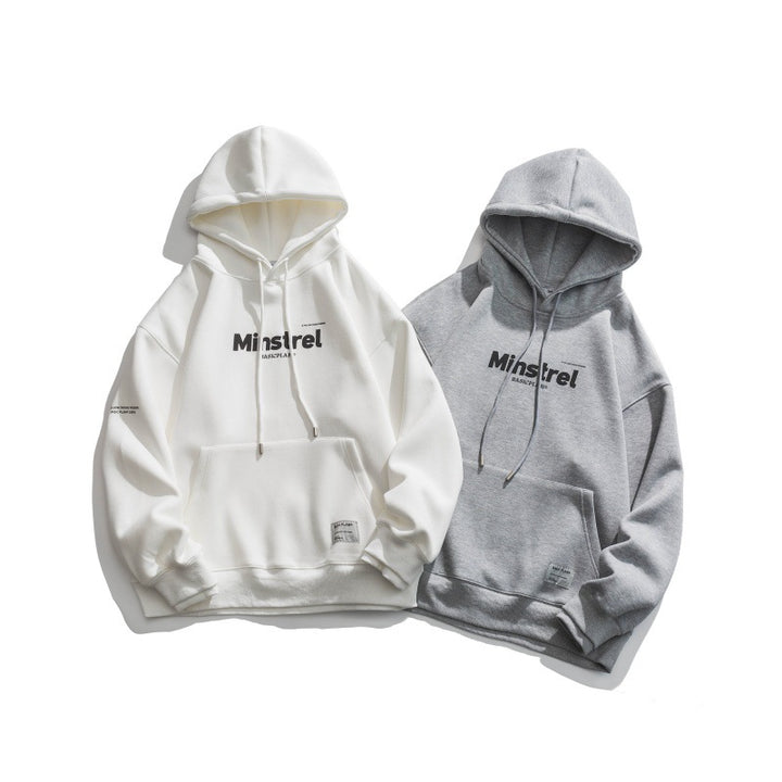 Unisex Oversize-Kapuzenpullover mit minimalem Logoprint, Fleece-Innenfutter und Kängurutasche Drune
