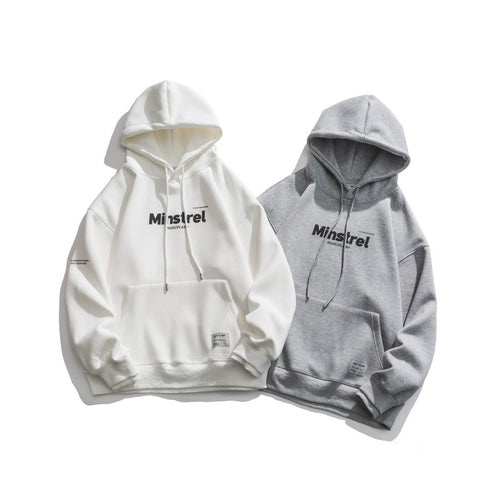 Unisex Oversize-Kapuzenpullover mit minimalem Logoprint, Fleece-Innenfutter und Kängurutasche Drune