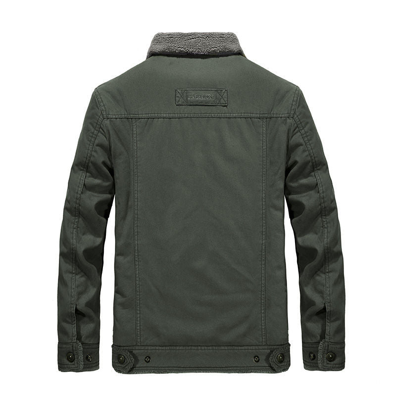 Herren nan gefütterte Canvas-Fieldjacke mit Teddyfutter und klassischem Stehkragen Drune