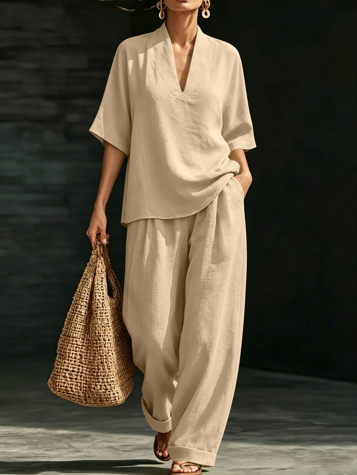Damen Leichtes Oversize V-Ausschnitt Tunika‑Top mit Kimonoärmeln Drune