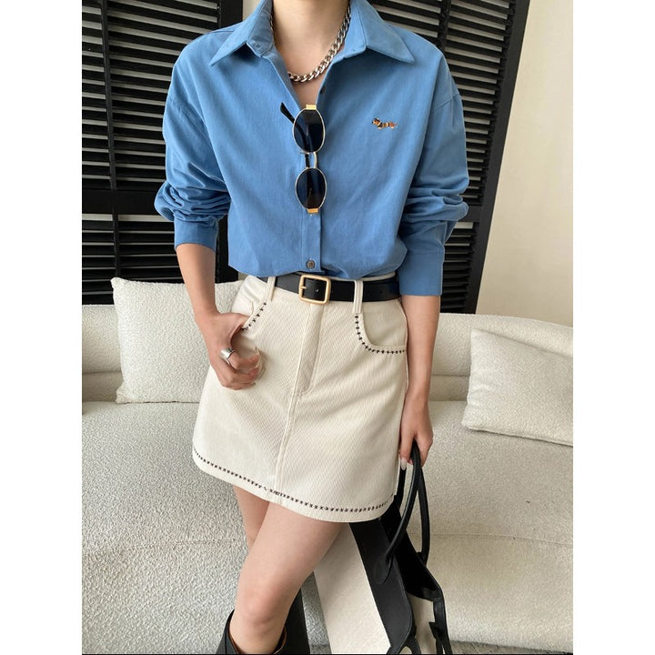 Damen lässige Überhemdjacke mit praktischen Taschen Drune