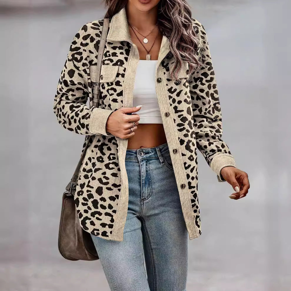 Damen Lockere Katzenmuster Hemdjacke Drune