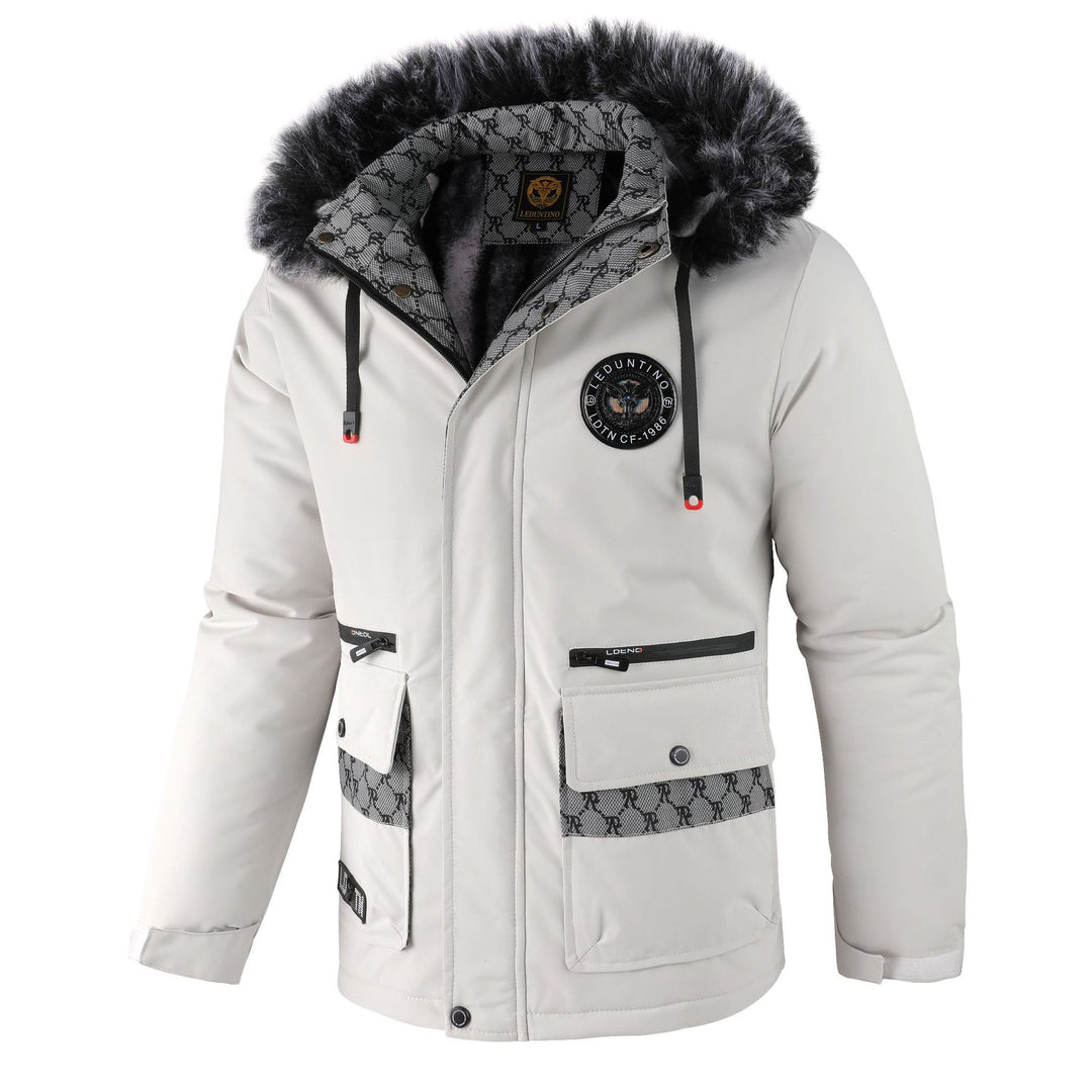 Herren nan urbaner Thermo-Parka mit abnehmbarer Kunstfellkapuze, gesteppter Inneneinlage und multifunktionalen Fronttaschen Drune