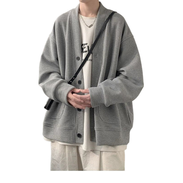 Damen lässige Strickjacke mit tiefem V-Ausschnitt und praktischen Taschen Drune