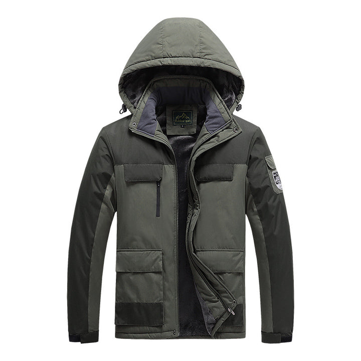 Herren technische Winter-Expeditionsjacke mit verdecktem Zweiwege-Reißverschluss, wasserabweisender Membran und multifunktionalen Taschen Drune