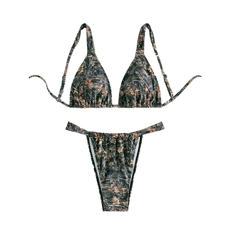 Damen Triangel-Bikini Set mit floralen Akzenten Drune