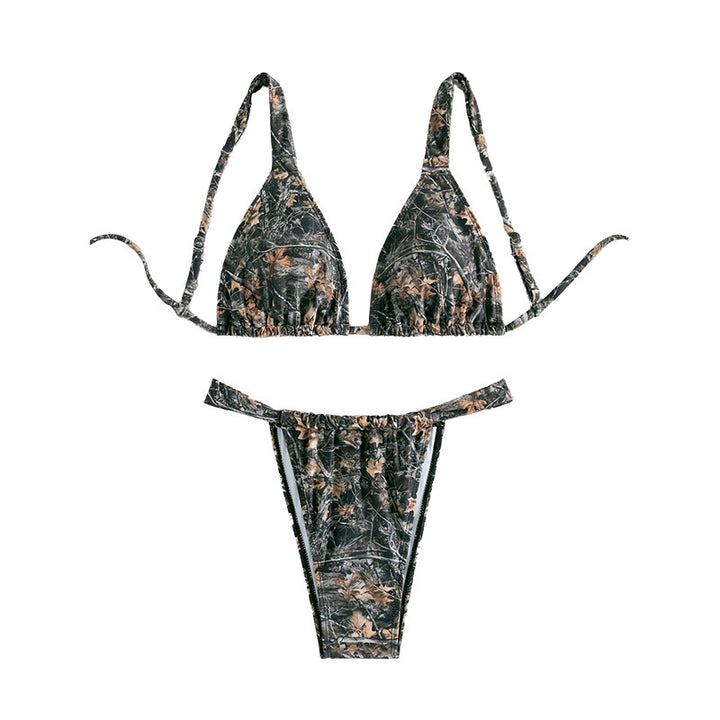 Damen Triangel-Bikini Set mit floralen Akzenten Drune