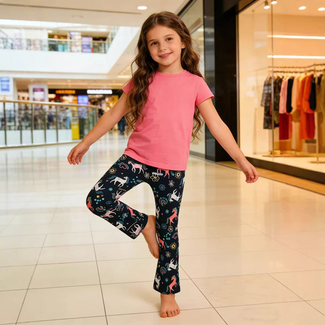 Mädchen Leggings mit verspieltem Einhorn- und Blütenmuster Drune