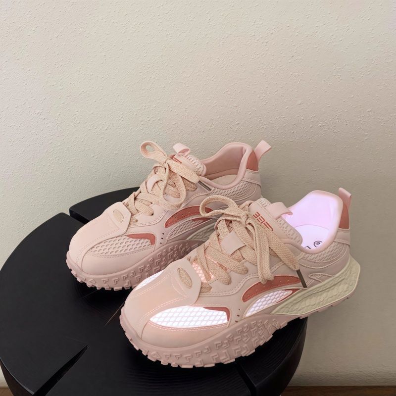 Damen Plateau-Chunky-Sneaker mit reflektierenden Mesh-Einsätzen, gepolstertem Komfortkragen und stoßdämpfender Sohle Drune