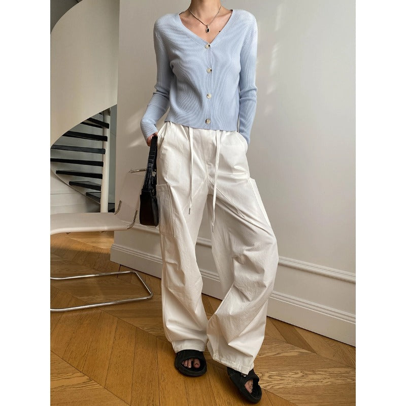 Damen lässiger Cardigan im Rippenstrick-Stil mit zarten Knöpfen Drune