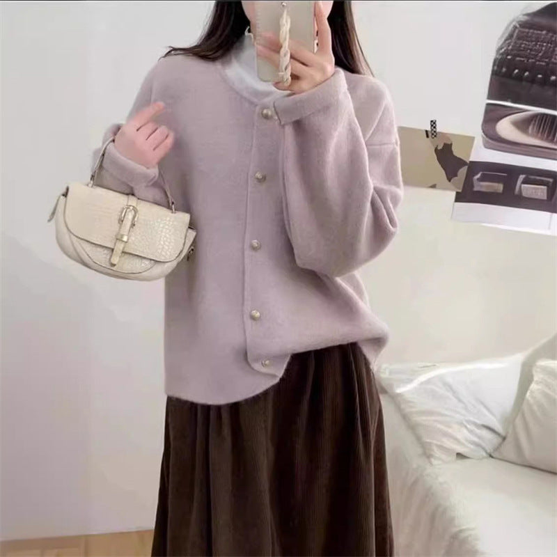 Damen kuscheliger Strickcardigan mit edlen Knöpfen und weitem Schnitt Drune