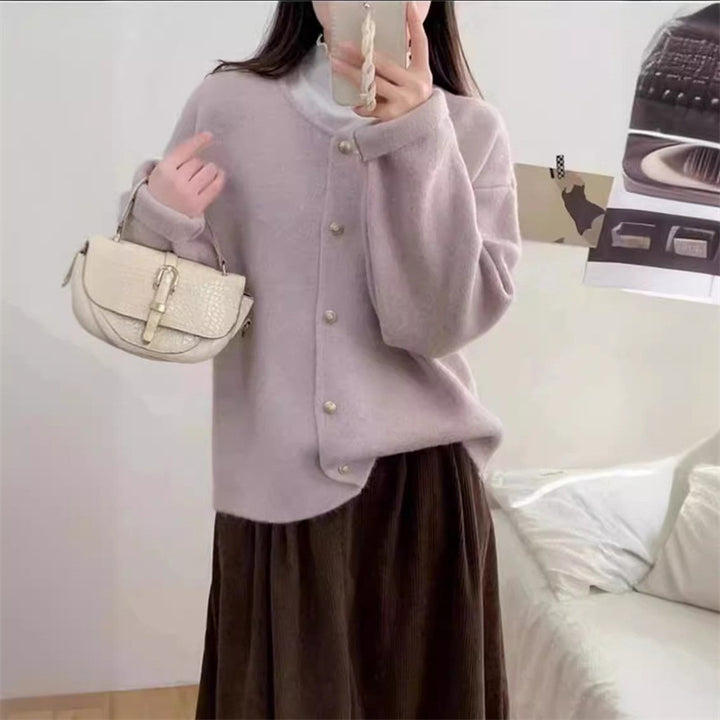 Damen kuscheliger Strickcardigan mit edlen Knöpfen und weitem Schnitt Drune