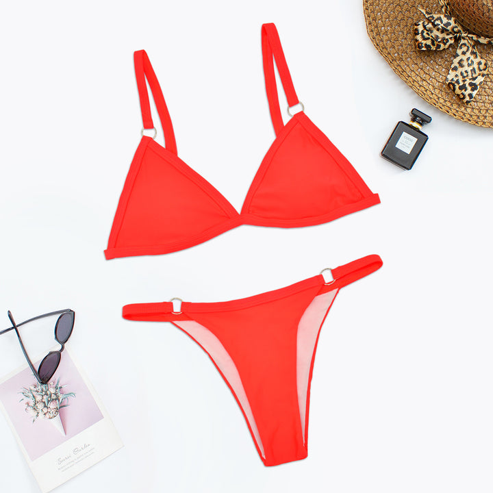 Damen Triangel-Bikini mit verstellbaren Trägern und eleganten Ringdetails Drune